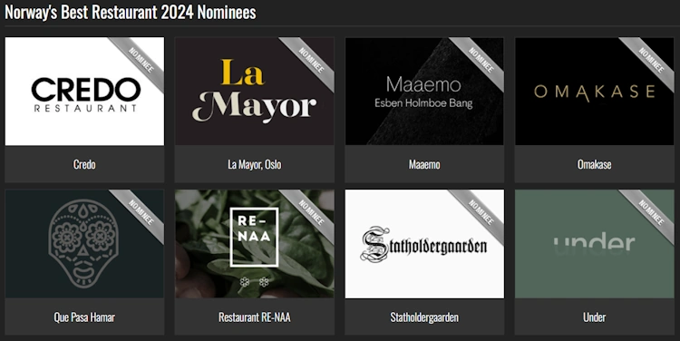 Kontrast er Norges beste restaurant 2 Norske nominerte til World Culinary Awards